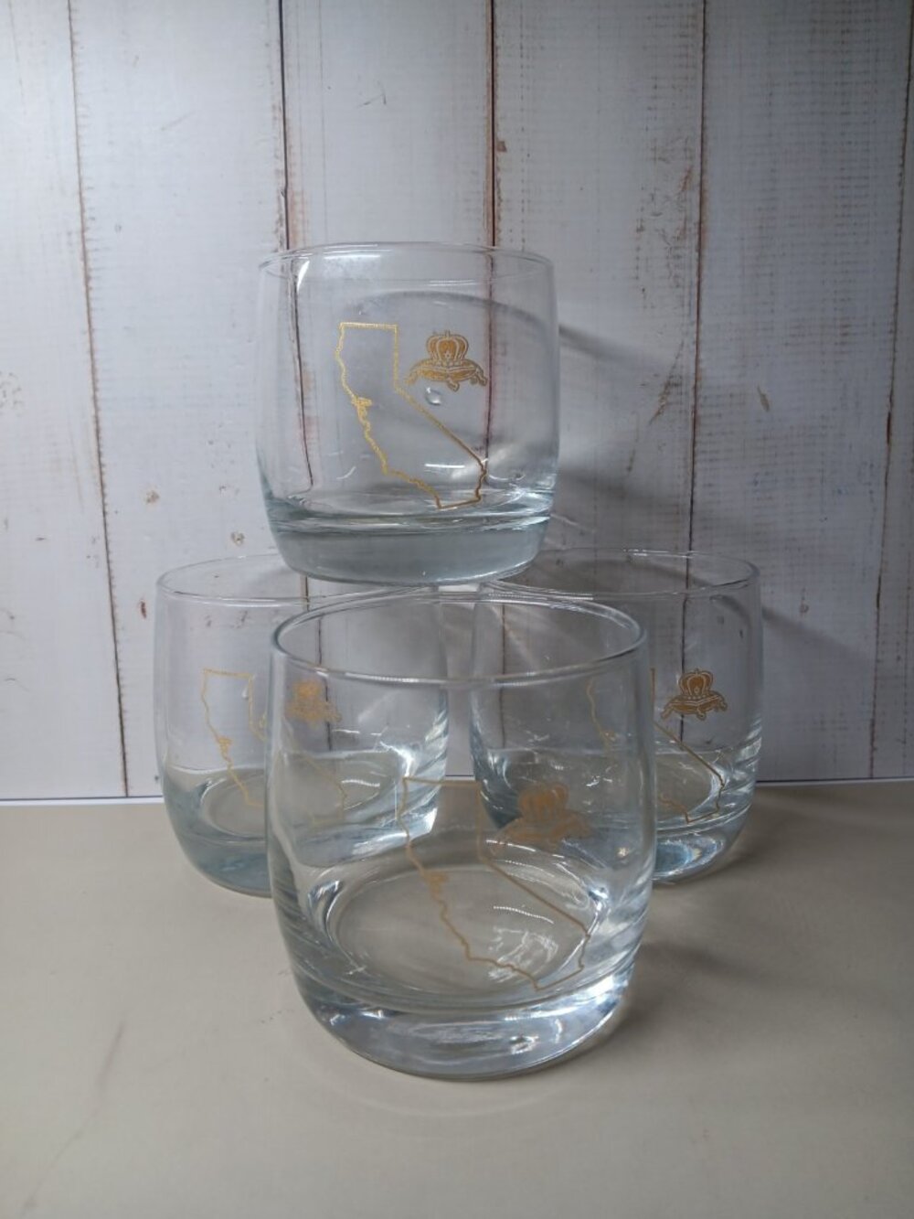 Crown Royal California Whiskey Glass Barware 4 pc lowball Tumbler